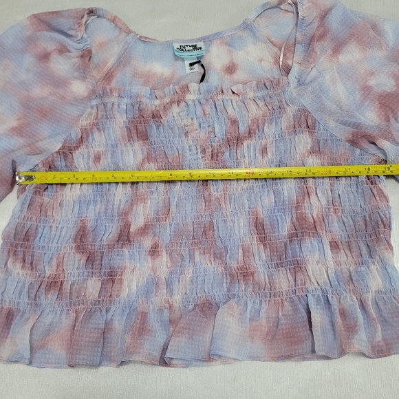 1X Purple Watercolor Long Sleeve Smocked Bodice Top by Future Collective's - Picture 11 of 16